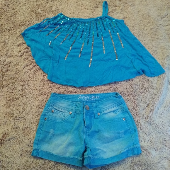 Ensemble 2 Pièces Justice – Bleu Aqua – Robe De Cérémonie / Pantalon – Taille 16.5/20